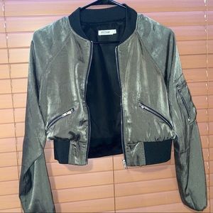 Zip up military green jacket